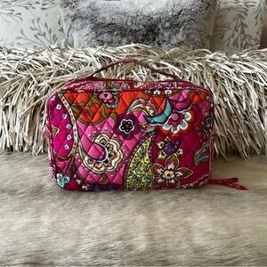 VERA BRADLEY Pink Swirls 2014 Large Microfiber Blush & Brush Cosmetic Case